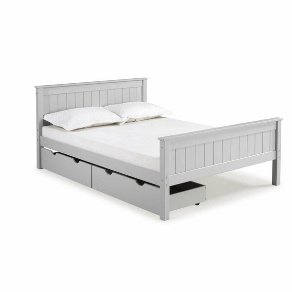 Kd Cama De Bebe Harmony Full Wood Platform Bed with Storage Drawers Dove Gray KD3242735